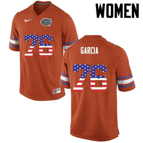 Women's Florida Gators #76 Max Garcia NCAA Nike Orange USA Flag Fashion Authentic Stitched College Football Jersey WZO5262OP